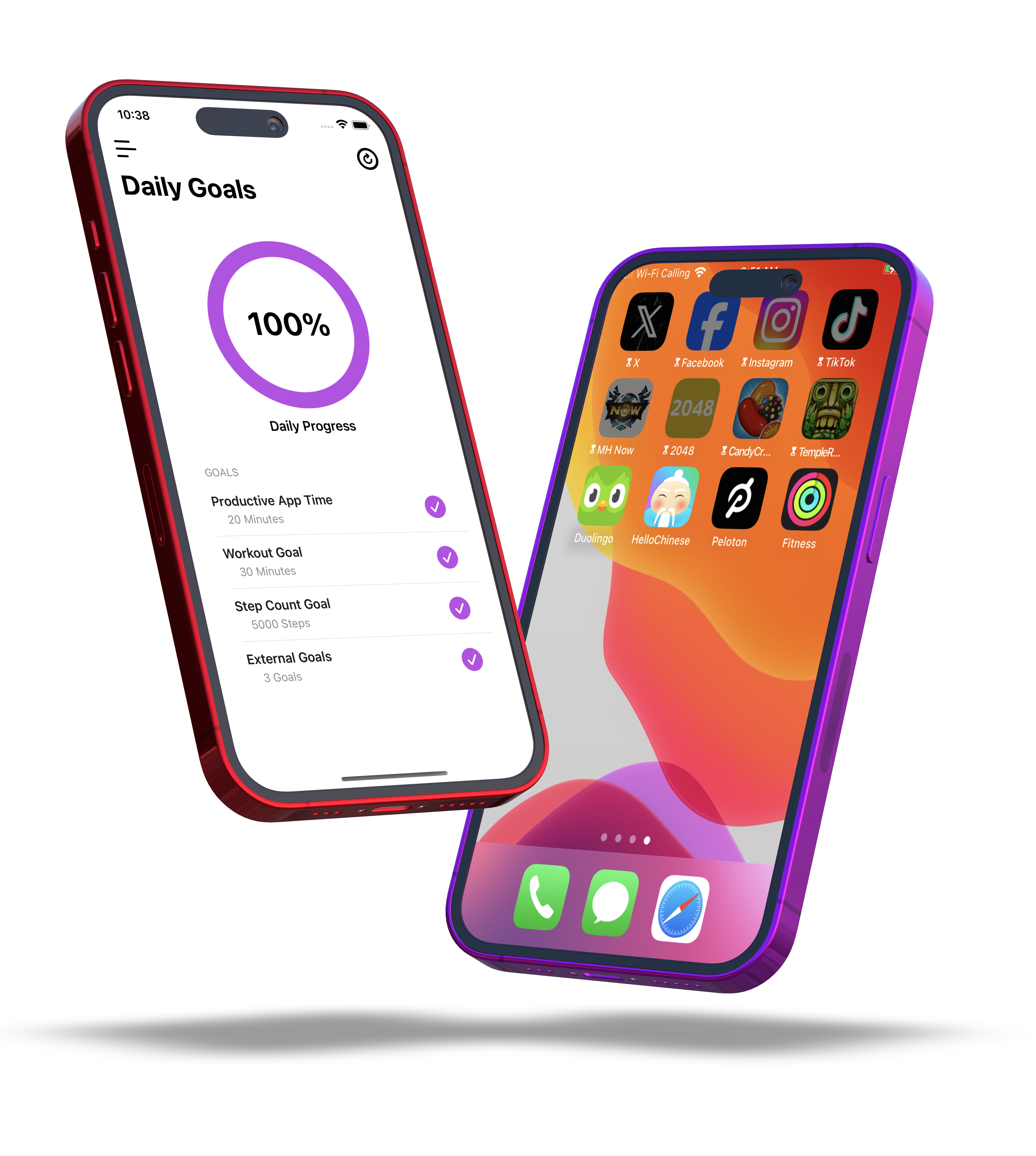 Achieve iPhone app showing goal-based screen time blocking